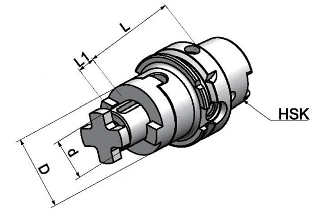 HSK32A-SEMC32-55 Патрон для торцевых и дисковых фрез.